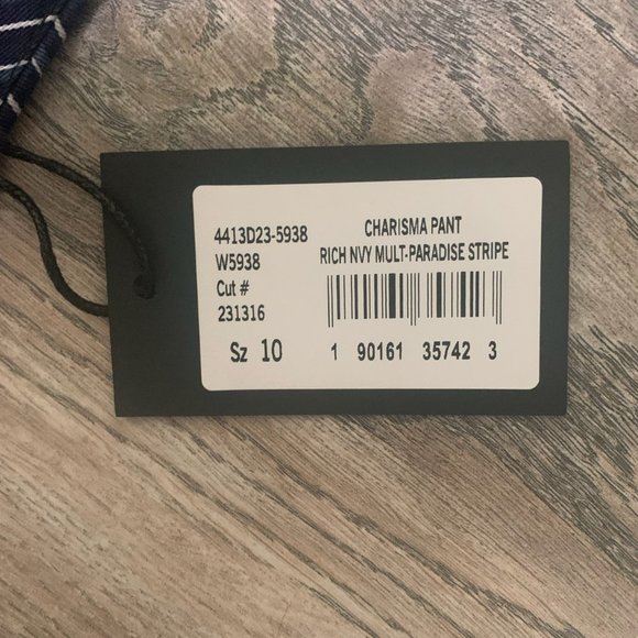 NWT PAIGE CHARISMA NAVY STRIPE WIDE LEG PANTS 10 - Picture 10 of 14